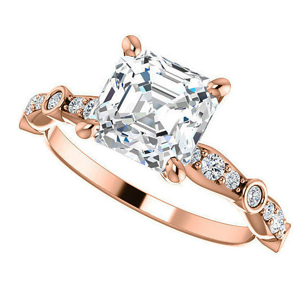 Asscher Moissanite Engagement Ring