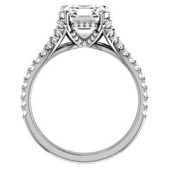 Asscher cut Moissanite Split Shank Engagement Ring