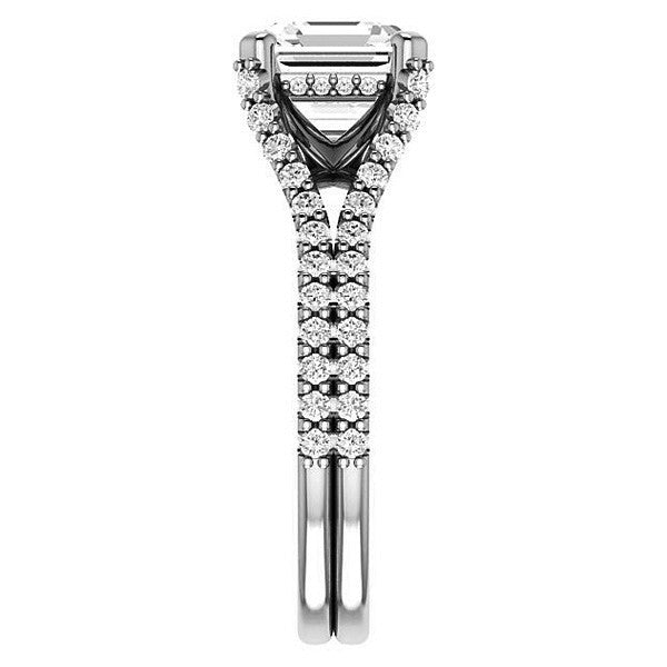 Asscher cut Moissanite Split Shank Engagement Ring