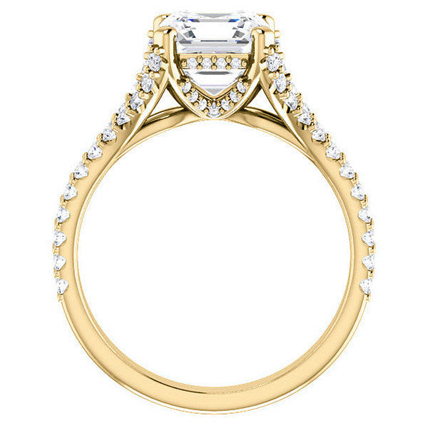 Asscher cut Moissanite Split Shank Engagement Ring