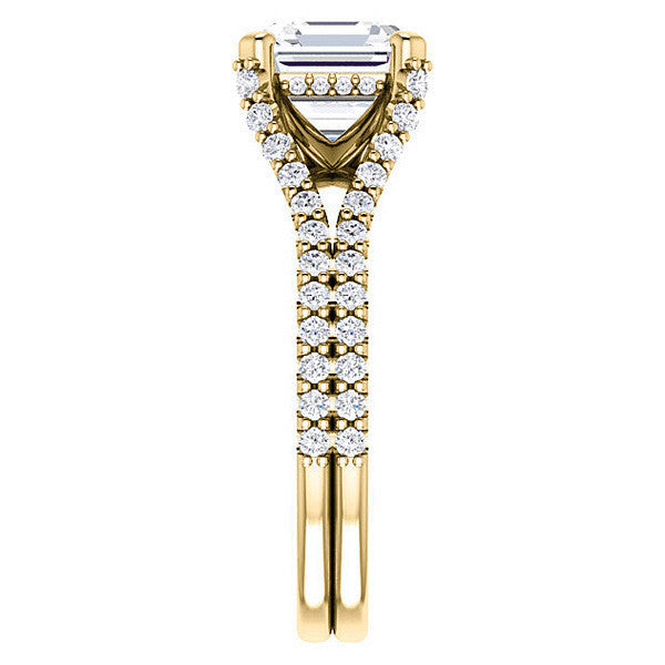 Asscher cut Moissanite Split Shank Engagement Ring