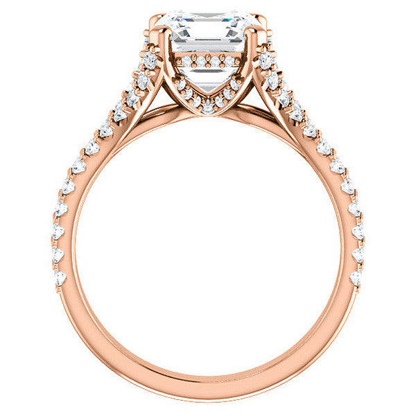 Asscher cut Moissanite Split Shank Engagement Ring