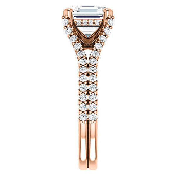 Asscher cut Moissanite Split Shank Engagement Ring