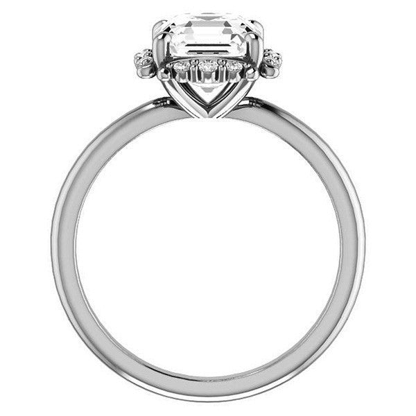 Asscher cut Moissanite Halo Engagement Ring
