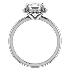 Asscher cut Moissanite Halo Engagement Ring
