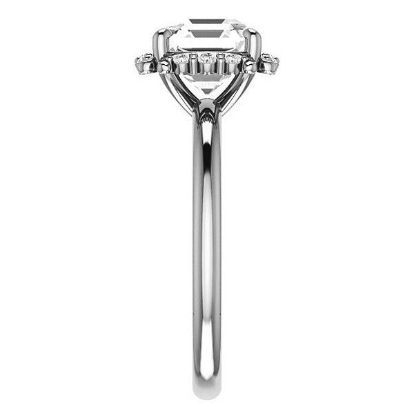 Asscher cut Moissanite Halo Engagement Ring