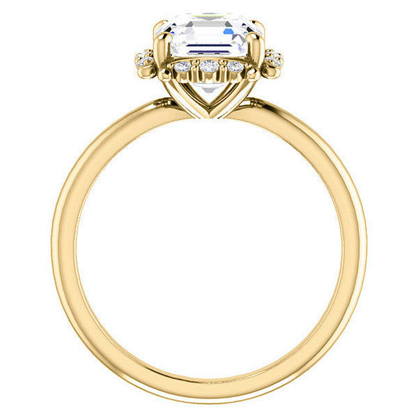 Asscher cut Moissanite Halo Engagement Ring