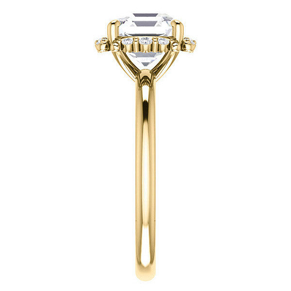 Asscher cut Moissanite Halo Engagement Ring