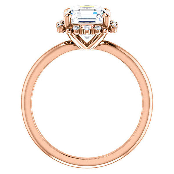 Asscher cut Moissanite Halo Engagement Ring