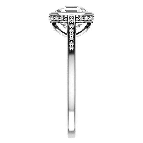 Petite Bezel Asscher cut Moissanite Engagement Ring