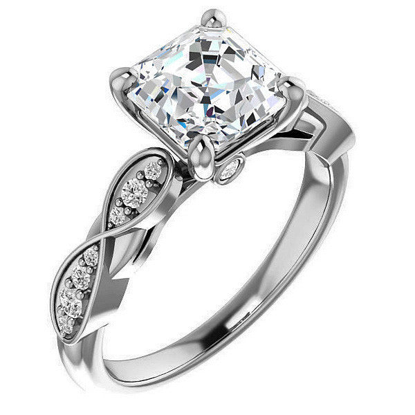 Asscher cut Moissanite Engagement Ring