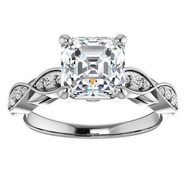 Asscher cut Moissanite Engagement Ring