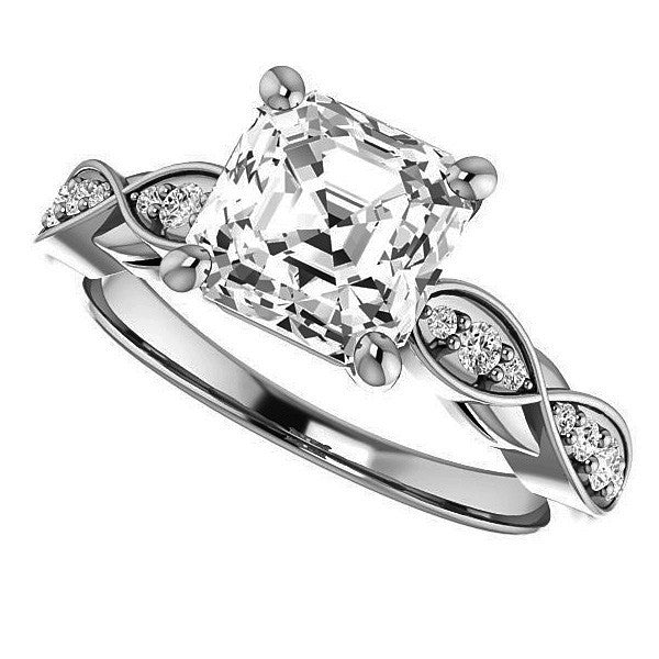 Asscher cut Moissanite Engagement Ring