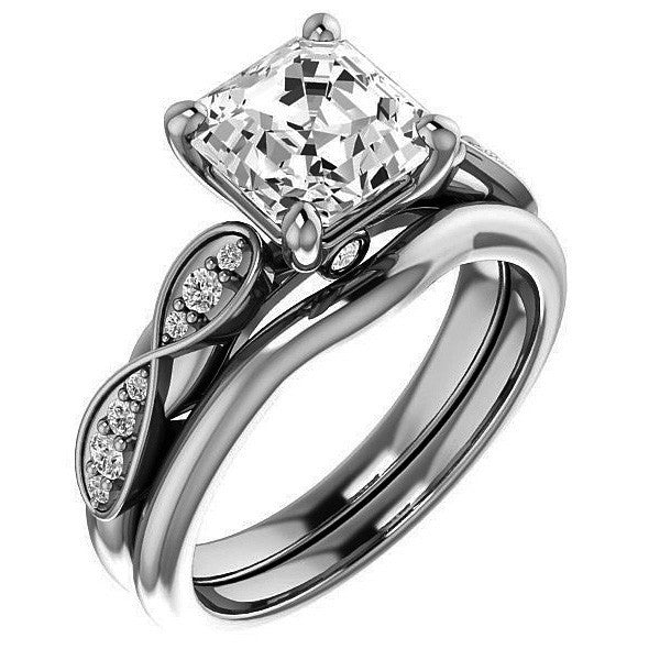 Asscher cut Moissanite Engagement Ring