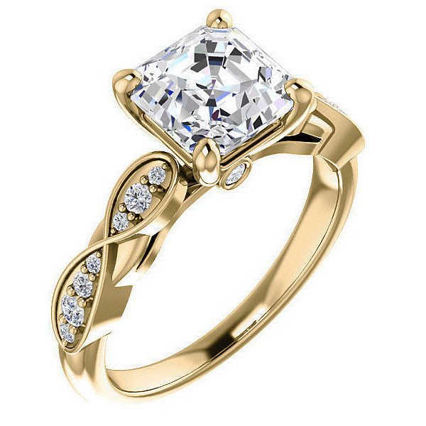 Asscher cut Moissanite Engagement Ring