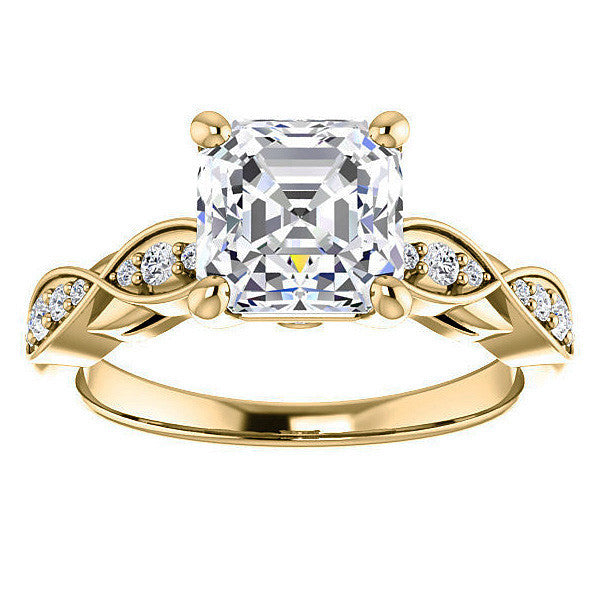 Asscher cut Moissanite Engagement Ring