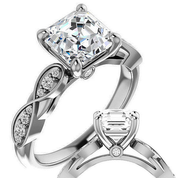 Asscher cut Moissanite Engagement Ring
