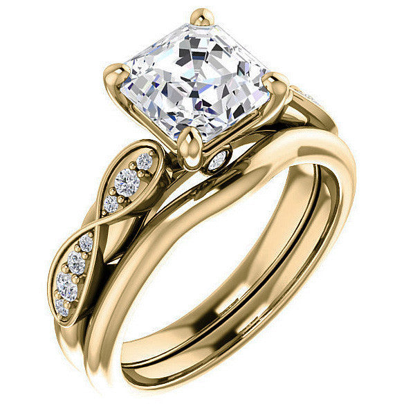 Asscher cut Moissanite Engagement Ring