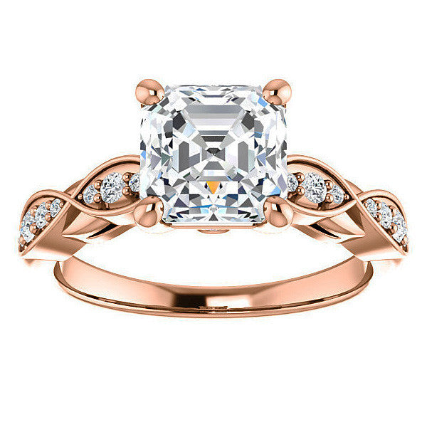 Asscher cut Moissanite Engagement Ring