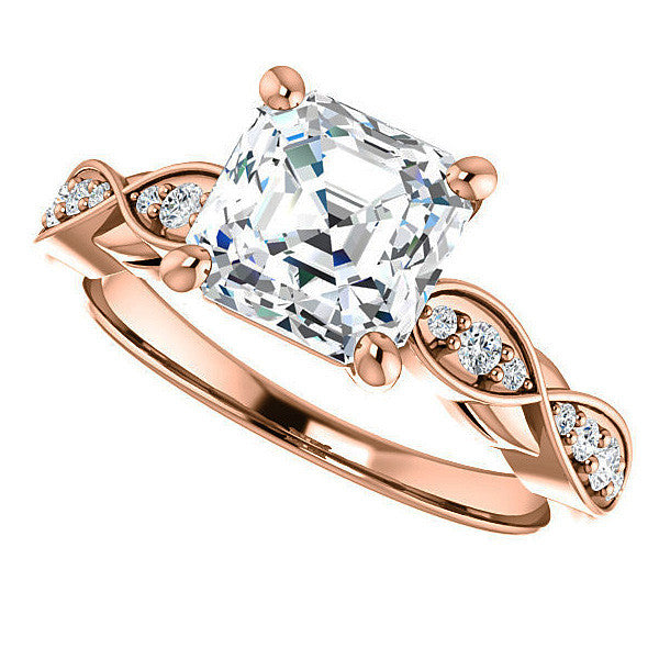 Asscher cut Moissanite Engagement Ring