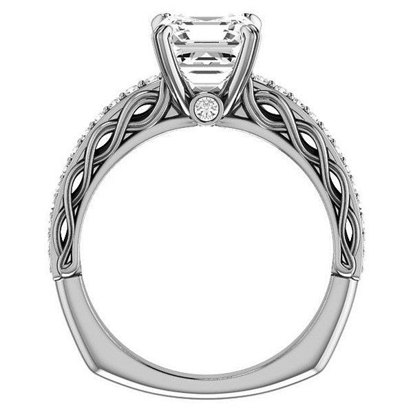 Asscher Moissanite Woven Double Prong Engagement Ring