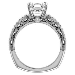 Asscher Moissanite Woven Double Prong Engagement Ring