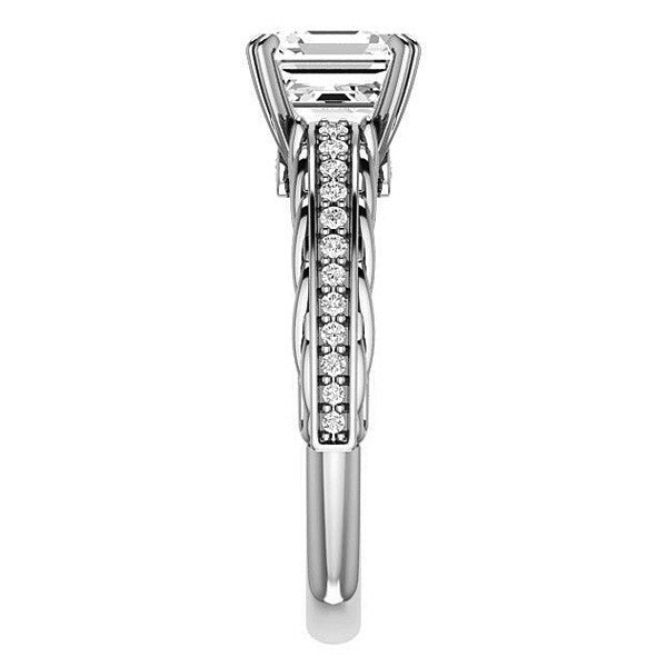 Asscher Moissanite Woven Double Prong Engagement Ring