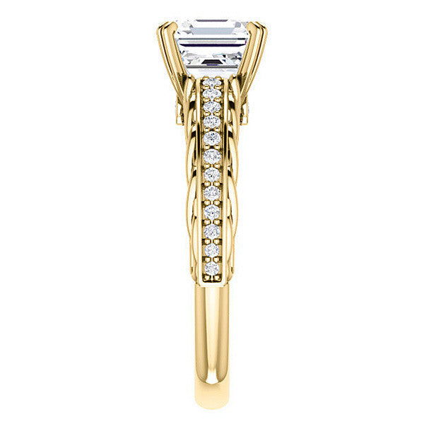Asscher Moissanite Woven Double Prong Engagement Ring