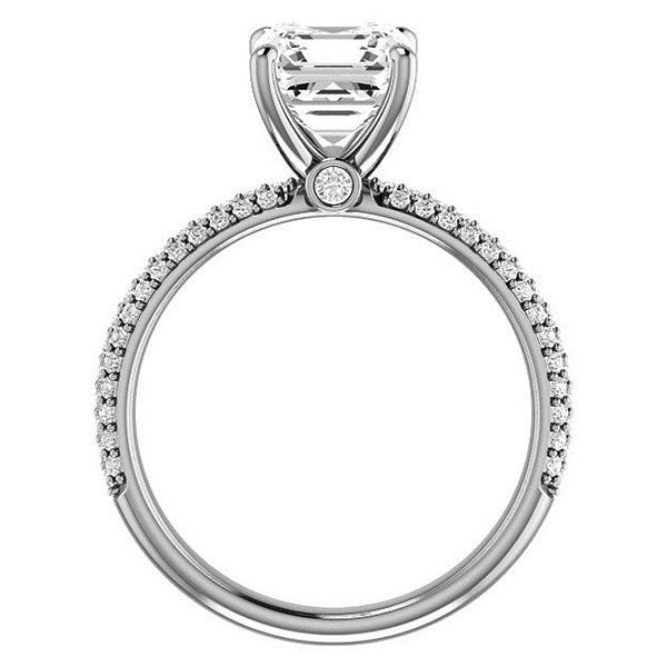Asscher cut Moissanite Pave Engagement Ring