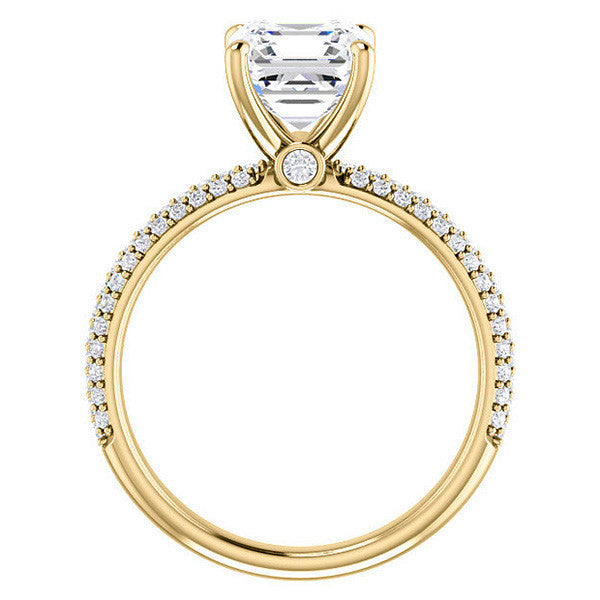 Asscher cut Moissanite Pave Engagement Ring