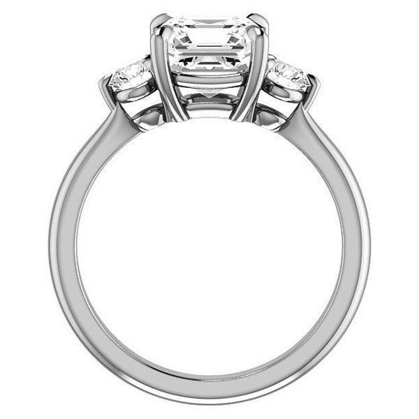 Asscher & Round Moissanite 3-Stone Ring