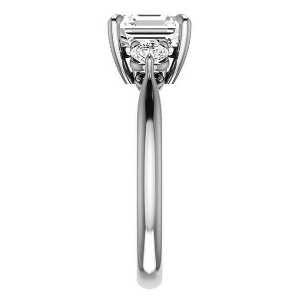 Asscher & Round Moissanite 3-Stone Ring