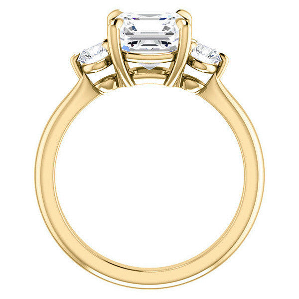 Asscher & Round Moissanite 3-Stone Ring