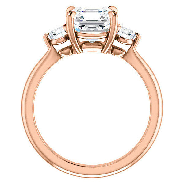 Asscher & Round Moissanite 3-Stone Ring