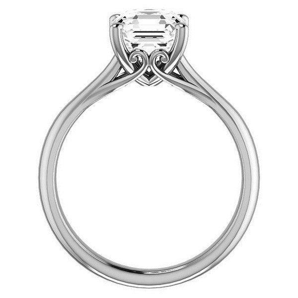 Asscher cut Basket Solitaire with Scroll Accents