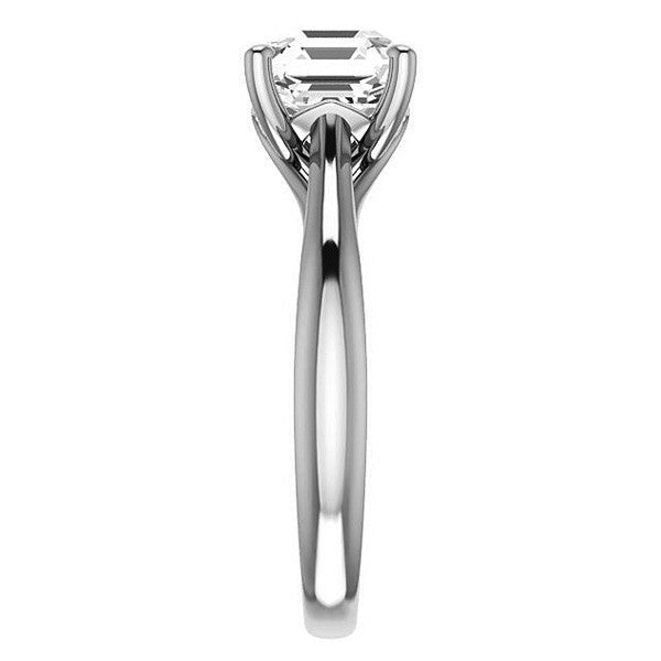 Asscher cut Basket Solitaire with Scroll Accents