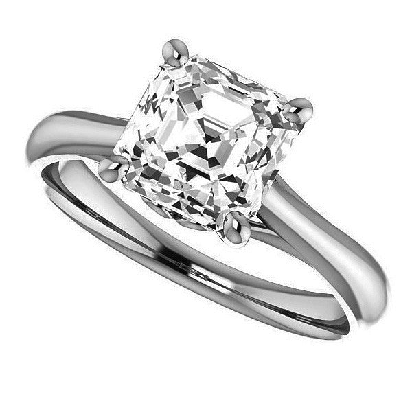 Asscher cut Basket Solitaire with Scroll Accents
