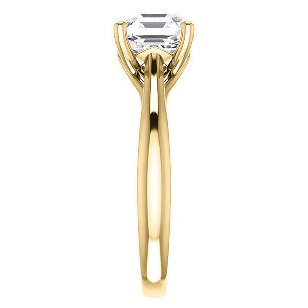 Asscher cut Basket Solitaire with Scroll Accents