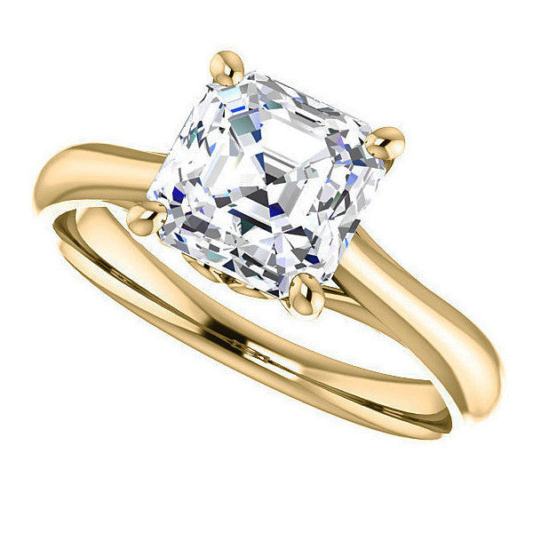 Asscher cut Basket Solitaire with Scroll Accents