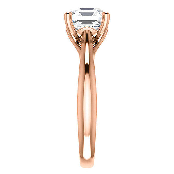 Asscher cut Basket Solitaire with Scroll Accents