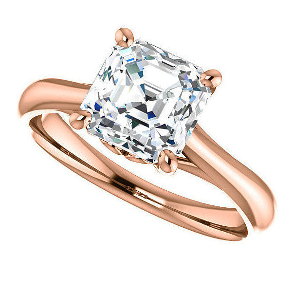 Asscher cut Basket Solitaire with Scroll Accents