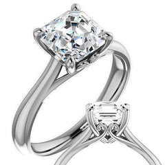 Asscher cut Basket Solitaire with Scroll Accents