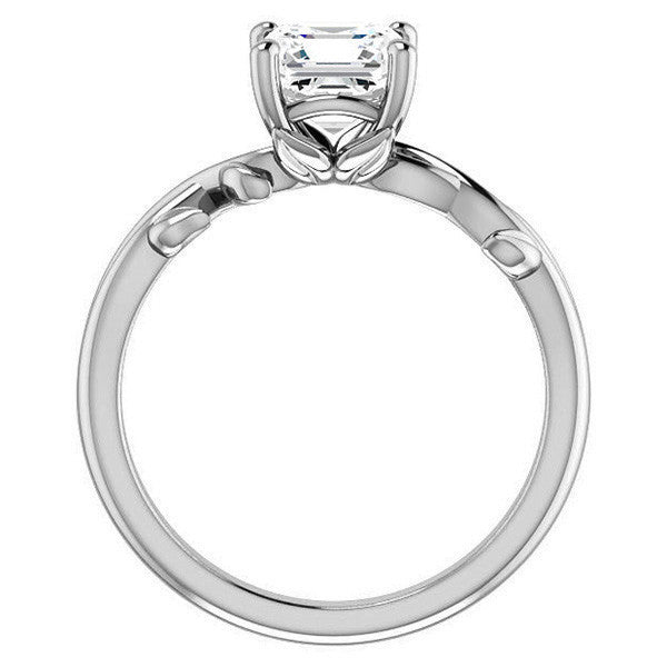 Asscher cut Solitaire with Floral Accents