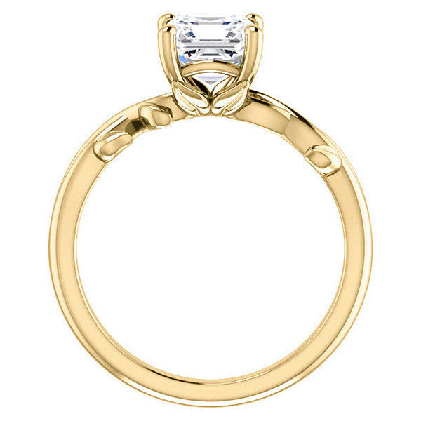 Asscher cut Solitaire with Floral Accents