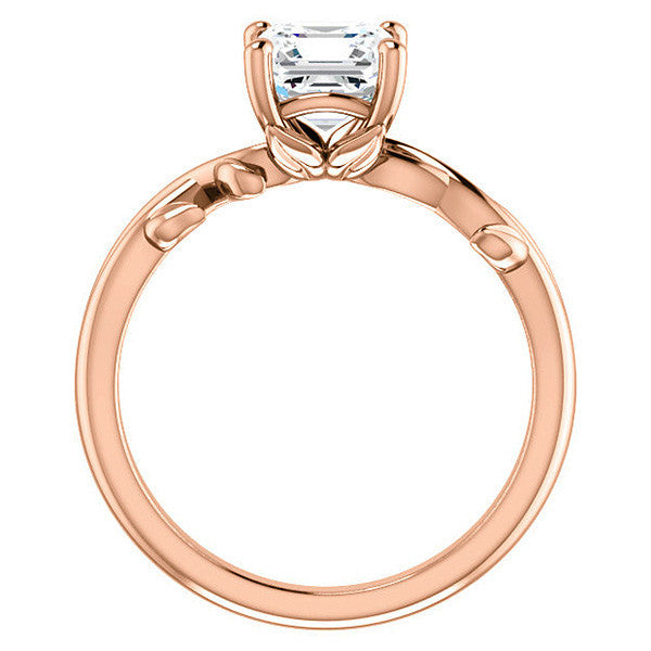 Asscher cut Solitaire with Floral Accents