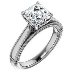Asscher cut Cathedral Solitaire with Scroll Accents