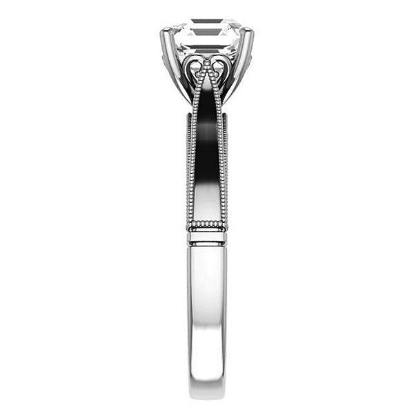 Asscher cut Cathedral Solitaire with Scroll Accents