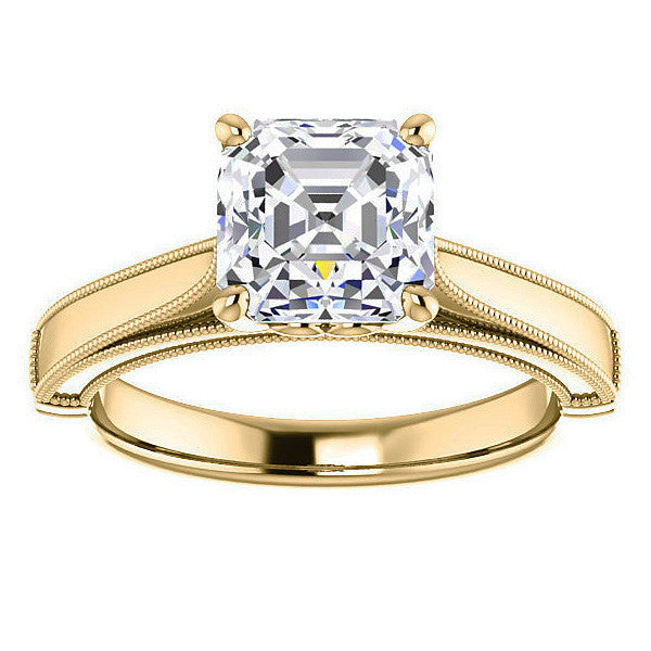 Asscher cut Cathedral Solitaire with Scroll Accents
