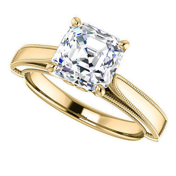 Asscher cut Cathedral Solitaire with Scroll Accents