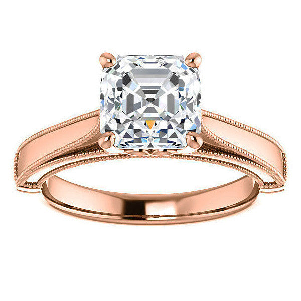 Asscher cut Cathedral Solitaire with Scroll Accents